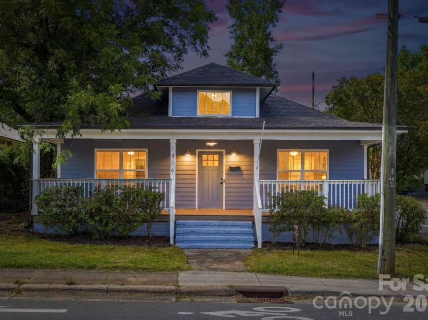1416 Parkwood Avenue, Charlotte, NC 28205.  MLS# CAR4388760, YatesRealty ID 31035. Main House Front - Twilight