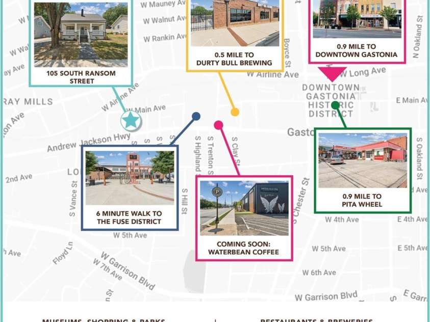 105 Ransom Street, Gastonia, NC 28052.  MLS# CAR4279798, YatesRealty ID 31052. Map of the Area...keep scrolling!