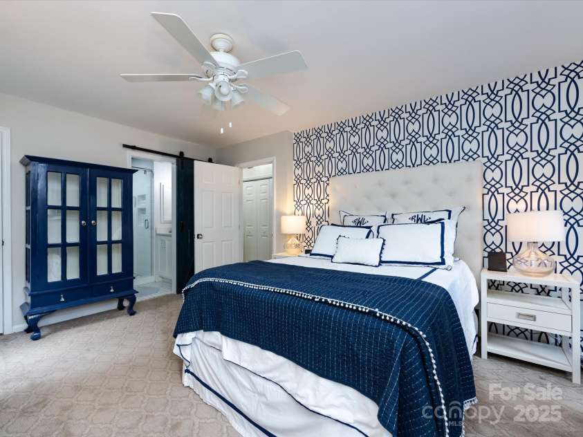 3508 Colony Crossing Drive, Charlotte, NC 28226.  MLS# CAR4279555, YatesRealty ID 31072. Primary bedroom with accent wall