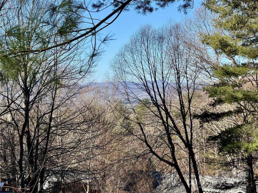 15 Elmwood Lane, Asheville, NC 28803.  MLS# CAR4231161, YatesRealty ID 31074. Front deck has winter mountain views; beautiful mature landscaping