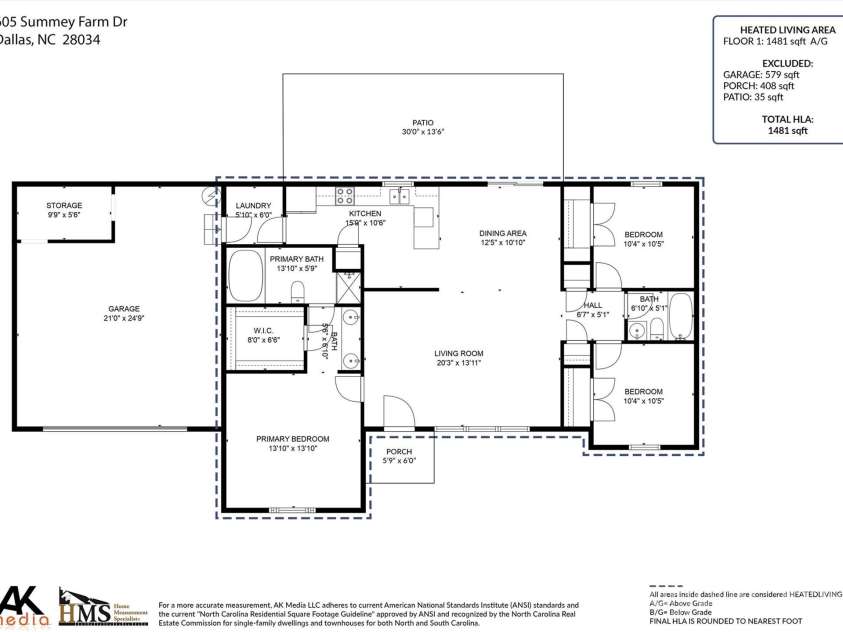 605 Summey Farm Drive, Dallas, NC 28034.  MLS# CAR4249509, YatesRealty ID 31112. Floor Plan 605 Summey Farm