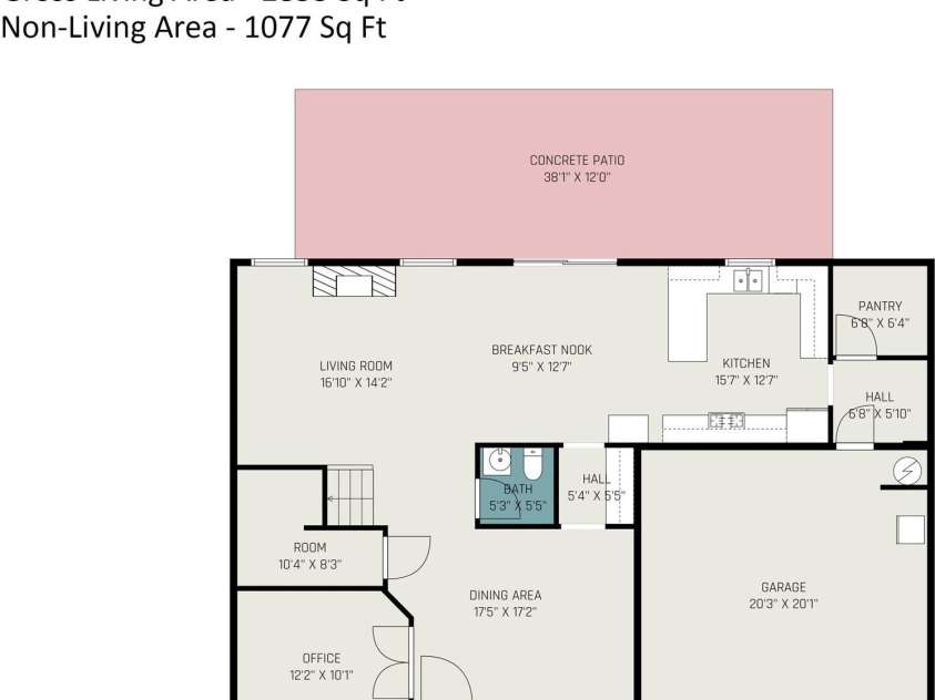 7414 Meridale Forest Drive, Charlotte, NC 28269.  MLS# CAR4264333, YatesRealty ID 31114. Main Floor Floor Plan