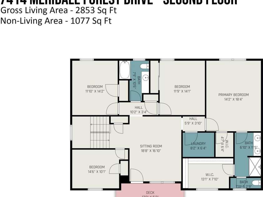 7414 Meridale Forest Drive, Charlotte, NC 28269.  MLS# CAR4264333, YatesRealty ID 31114. Upper Floor Floor Plan