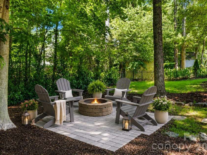 12619 Levins Hall Road, Huntersville, NC 28078.  MLS# CAR4388537, YatesRealty ID 31120. Virtually Staged Fire Pit Area