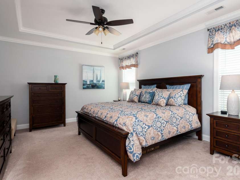 17718 Morehampton Avenue, Cornelius, NC 28031.  MLS# CAR4389501, YatesRealty ID 31154. Tray ceiling in very large primary suite!