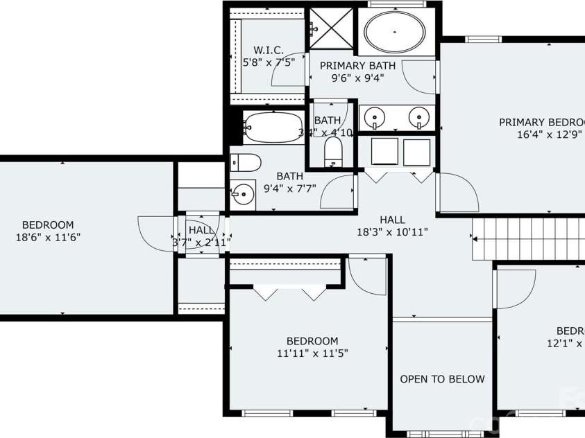 1511 35th Avenue, Hickory, NC 28601.  MLS# CAR4221533, YatesRealty ID 3117. Upstairs floor plan