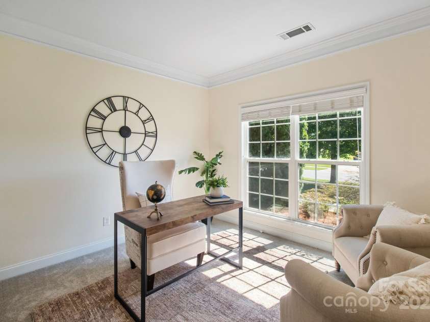 16010 Loch Raven Road, Huntersville, NC 28078.  MLS# CAR4277329, YatesRealty ID 31214. Main level office full of natural light
