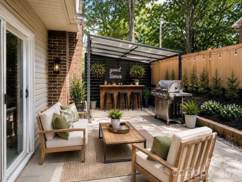 2951 7th Street Drive, Hickory, NC 28601.  MLS# CAR4391431, YatesRealty ID 31215. AI Virtual Potential with side patio area- Staged and landscaping virtual improvements