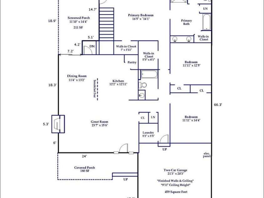 614 Downing Way, Landrum, SC 29356.  MLS# CAR4349559, YatesRealty ID 3125. Floor plan main level