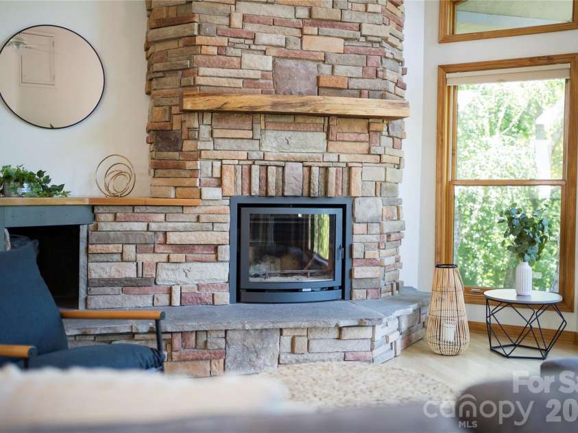 350 Winding Ridge Road, Black Mountain, NC 28711.  MLS# CAR4391914, YatesRealty ID 31277. Custom stone fireplace and mantle