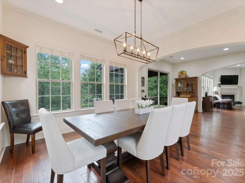 912 Oleander Lane, Waxhaw, NC 28173.  MLS# CAR4290027, YatesRealty ID 31279. Dining Room overlooking Backyard Pond Area