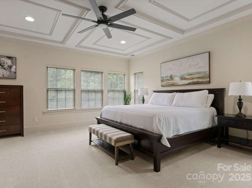 912 Oleander Lane, Waxhaw, NC 28173.  MLS# CAR4290027, YatesRealty ID 31279. Large Primary Upstairs with Coffered Ceiling
