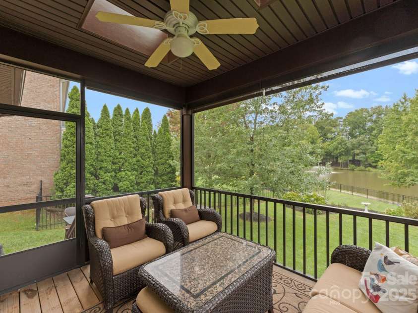 912 Oleander Lane, Waxhaw, NC 28173.  MLS# CAR4290027, YatesRealty ID 31279. Screened Porch overlooking Pond