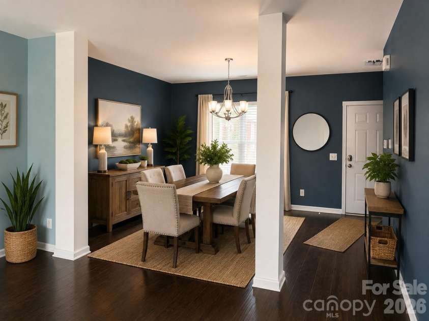 9007 Goldfields Drive, Charlotte, NC 28227.  MLS# CAR4383899, YatesRealty ID 31283. Dinning room and Enterance AI decor