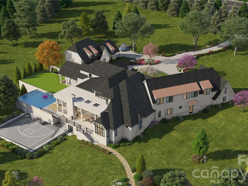 8810 Bartlett Road, Mint Hill, NC 28227.  MLS# CAR4388837, YatesRealty ID 31286. Option 1 Aerial Rear Render