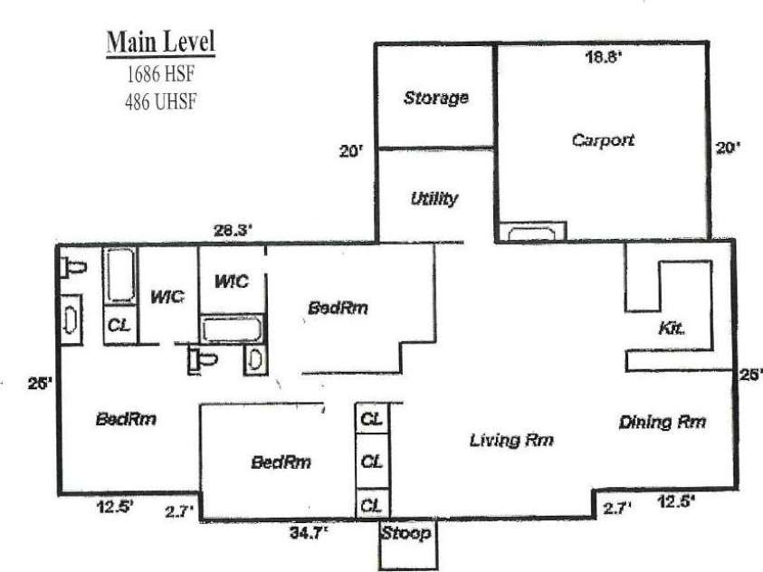 2443 1st Street Place, Hickory, NC 28601.  MLS# CAR4280210, YatesRealty ID 31287. Floor Plan