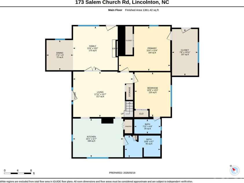 173 Salem Church Road, Lincolnton, NC 28092.  MLS# CAR4382887, YatesRealty ID 31288. Floorplan main level