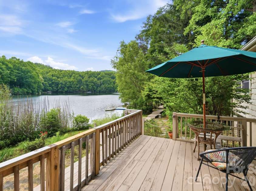 11 Echo Lake Drive, Fairview, NC 28730.  MLS# CAR4387481, YatesRealty ID 31338. Sunny Deck with Lake View