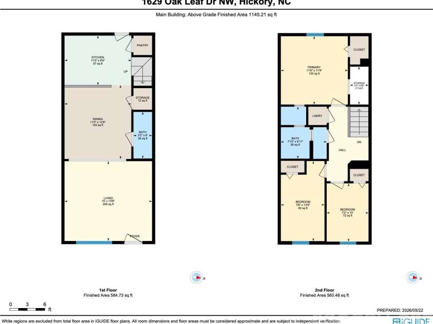 1629 Oak Leaf Drive, Hickory, NC 28601.  MLS# CAR4383782, YatesRealty ID 31343. Floor Plan of 1st and 2nd Floors