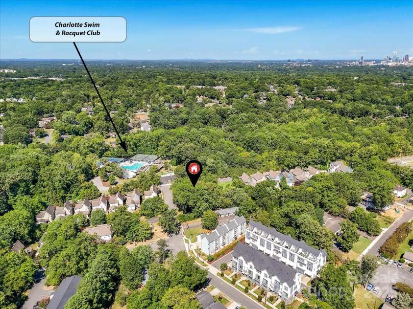 1119 Lomax Avenue, Charlotte, NC 28211.  MLS# CAR4286732, YatesRealty ID 31370. Aerial View of Home in proximity to Charlotte Swim & Racquet Club!