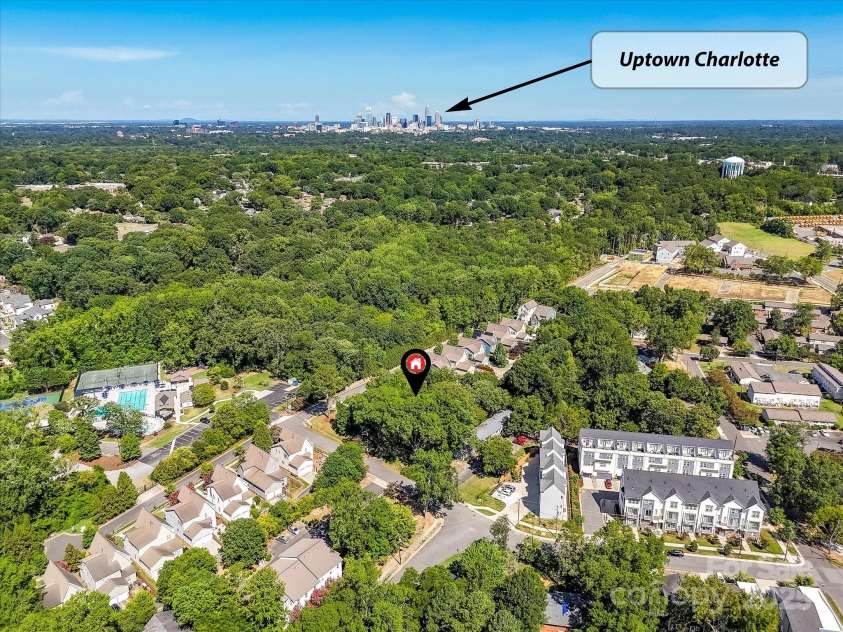1119 Lomax Avenue, Charlotte, NC 28211.  MLS# CAR4286732, YatesRealty ID 31370. Aerial View of Home in proximity to Uptown Charlotte!