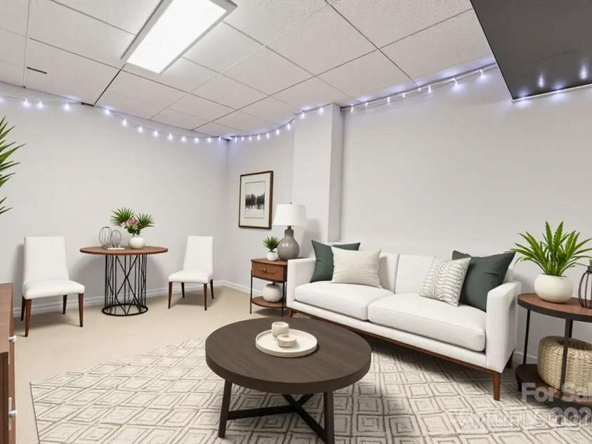 8802 Glenside Street, Huntersville, NC 28078.  MLS# CAR4316716, YatesRealty ID 31376. Reading space in basement (virtually staged).