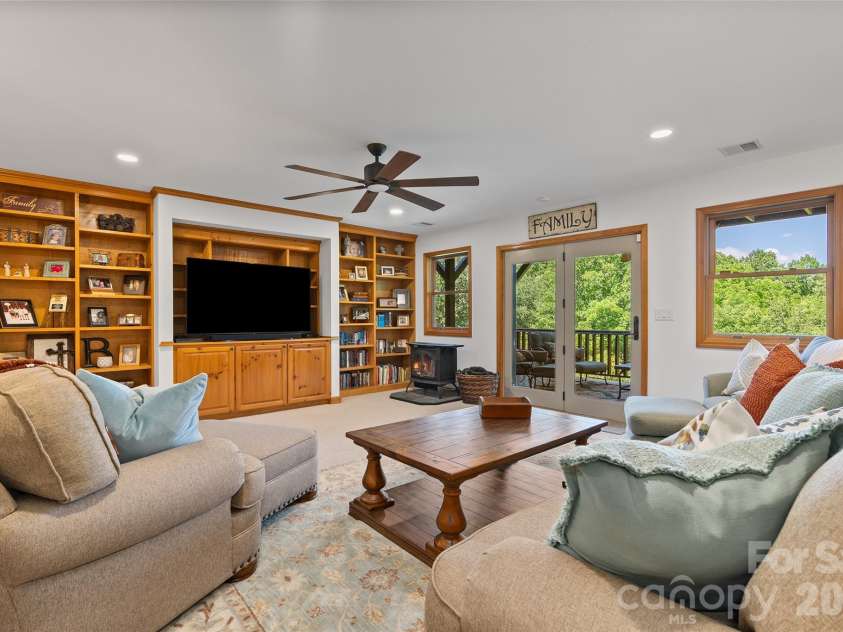 359 Saddlebrook Lane, Clyde, NC 28721.  MLS# CAR4393520, YatesRealty ID 31400. Downstairs Rec Room with walk out