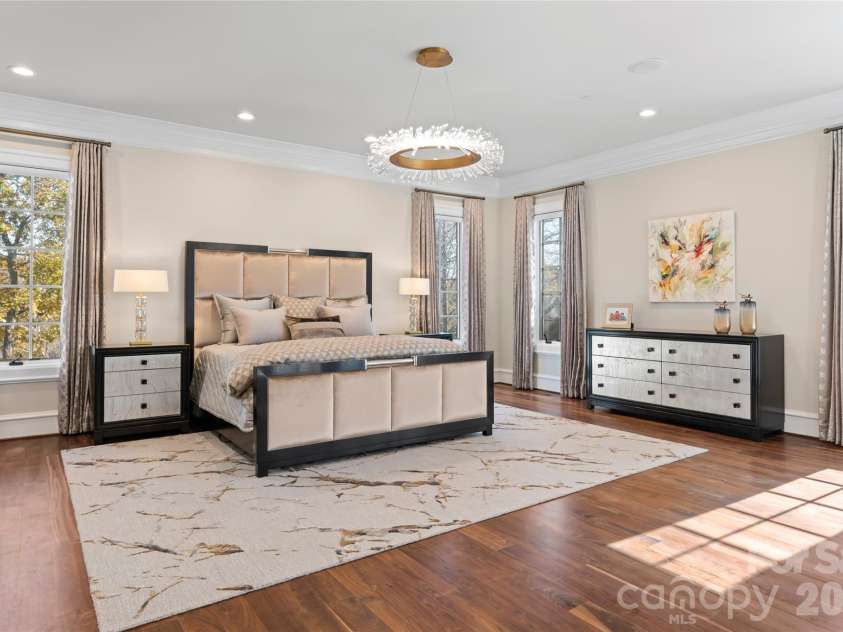 316 Braeside Court, Asheville, NC 28803.  MLS# CAR4198099, YatesRealty ID 3143. Light-filled spacious owners wing on the main level with newly added black walnut hardwood floors