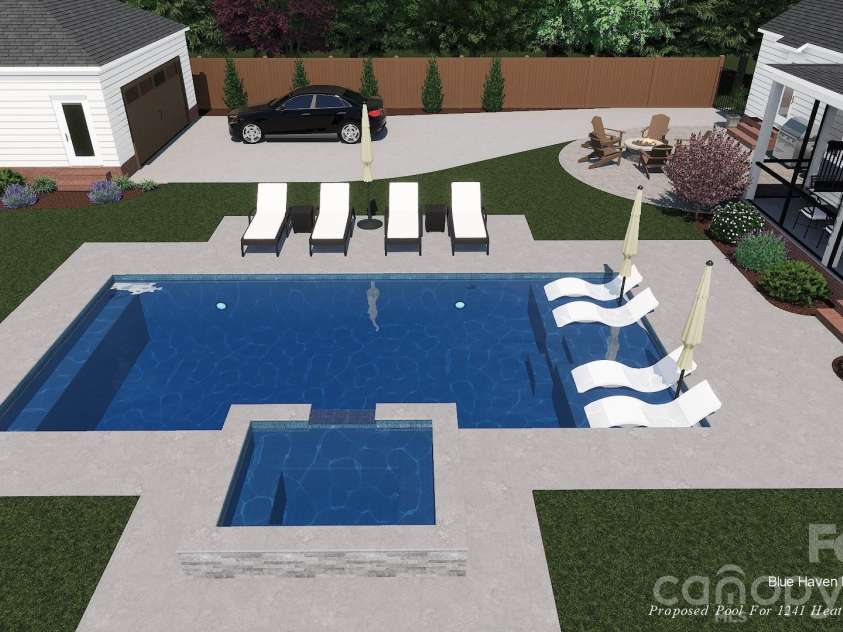1241 Heather Lane, Charlotte, NC 28209.  MLS# CAR4391478, YatesRealty ID 31440. Pool Rendering