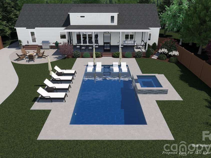 1241 Heather Lane, Charlotte, NC 28209.  MLS# CAR4391478, YatesRealty ID 31440. Pool Rendering
