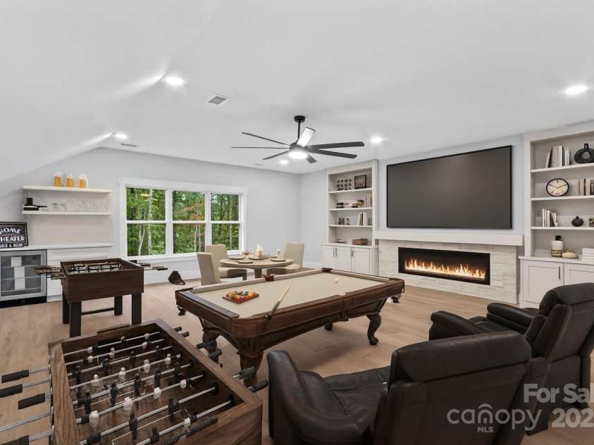 1075 Lake Wright Road, China Grove, NC 28023.  MLS# CAR4278354, YatesRealty ID 31532. Bedroom 5 or huge Media/Game room. The fireplace & built ins by the fireplace are virtually staged.