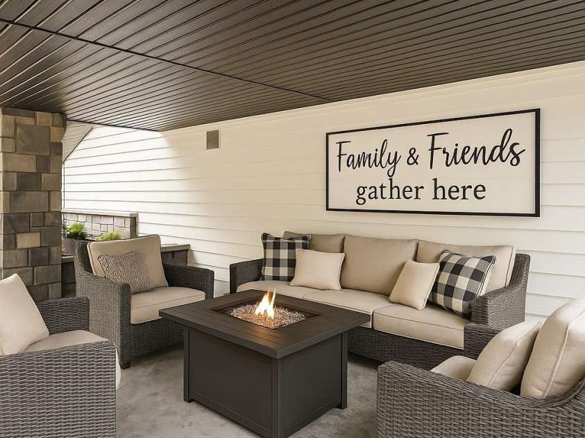 1075 Lake Wright Road, China Grove, NC 28023.  MLS# CAR4278354, YatesRealty ID 31532. Home has a second stone Patio in the back of home. This is the lower Patio. This will be great for use if new owner adds a Pool.