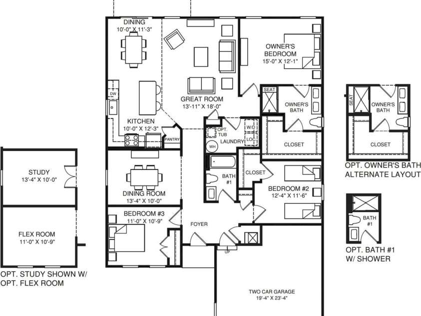 3283 Eller Drive Extension, Hickory, NC 28602.  MLS# CAR4340971, YatesRealty ID 3157. Dominica Spring ranch floor plan.
