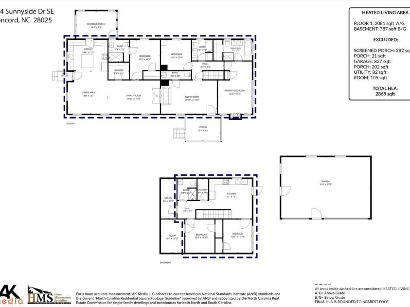 434 Sunnyside Drive, Concord, NC 28025.  MLS# CAR4380840, YatesRealty ID 31584. 