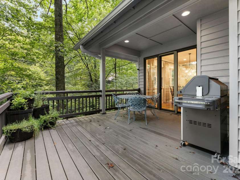16 Hemlock Way, Highlands, NC 28741.  MLS# CAR4286772, YatesRealty ID 31668. Deck off of the Formal Dining Room