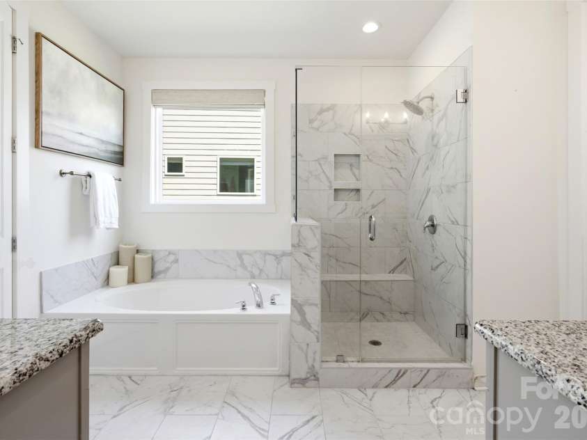 15611 Walnut Hill Drive, Charlotte, NC 28278.  MLS# CAR4393202, YatesRealty ID 31681. Spa inspired Primary  Bath designed for relaxation