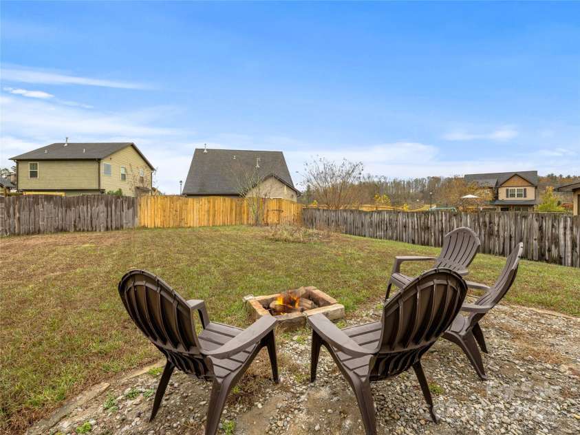 32 Mallard Run Drive, Arden, NC 28704.  MLS# CAR4200863, YatesRealty ID 3171. Backyard Firepit Area