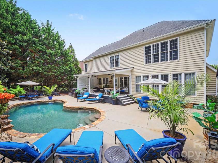 218 Crimson Orchard Drive, Mooresville, NC 28115.  MLS# CAR4395802, YatesRealty ID 31809. Backyard oasis