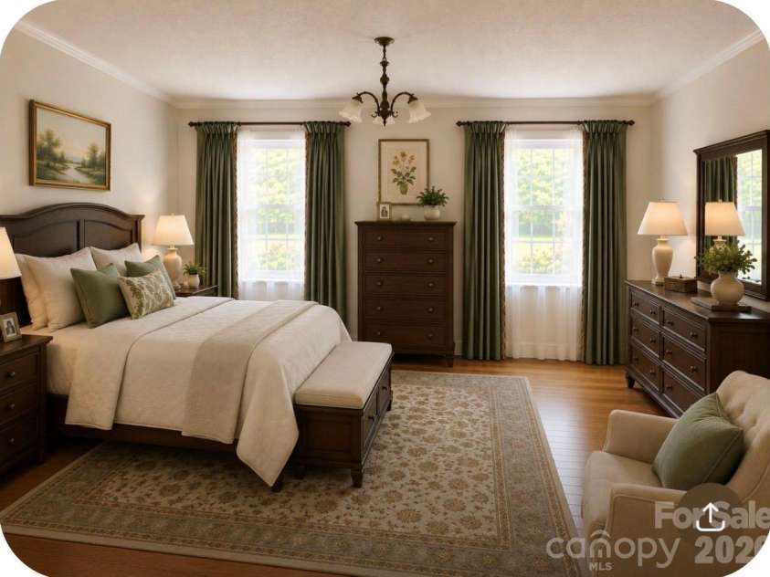 5500 Saddlewood Lane, Mint Hill, NC 28227.  MLS# CAR4382931, YatesRealty ID 31815. Staged Master Bedroom