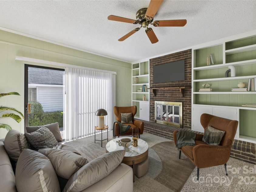 6811 Old Reid Road, Charlotte, NC 28210.  MLS# CAR4284933, YatesRealty ID 31822. Virtually Staged Family Room