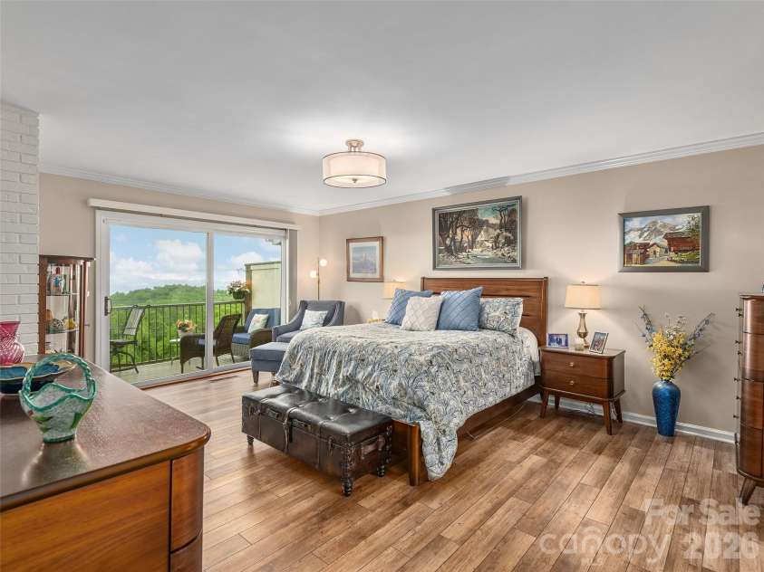 503 Fleetwood Plaza, Laurel Park, NC 28739.  MLS# CAR4379212, YatesRealty ID 31859. Primary Bedroom with direct access to deck