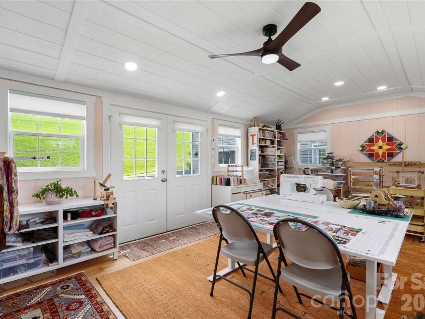 34 Justice Drive, Leicester, NC 28748.  MLS# CAR4394117, YatesRealty ID 31989. Detached studio with French doors