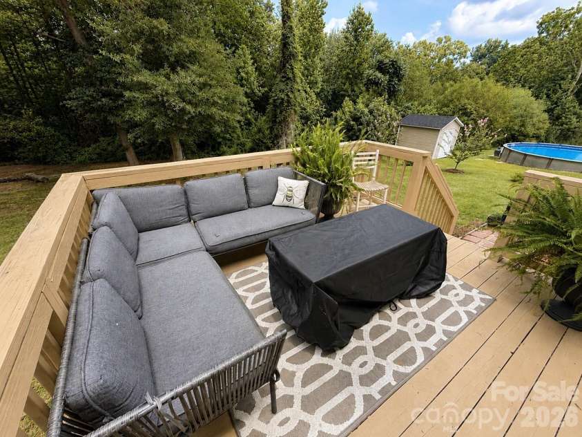309 Godfrey Street, Pageland, SC 29728.  MLS# CAR4391585, YatesRealty ID 32034. Large deck overlooking backyard