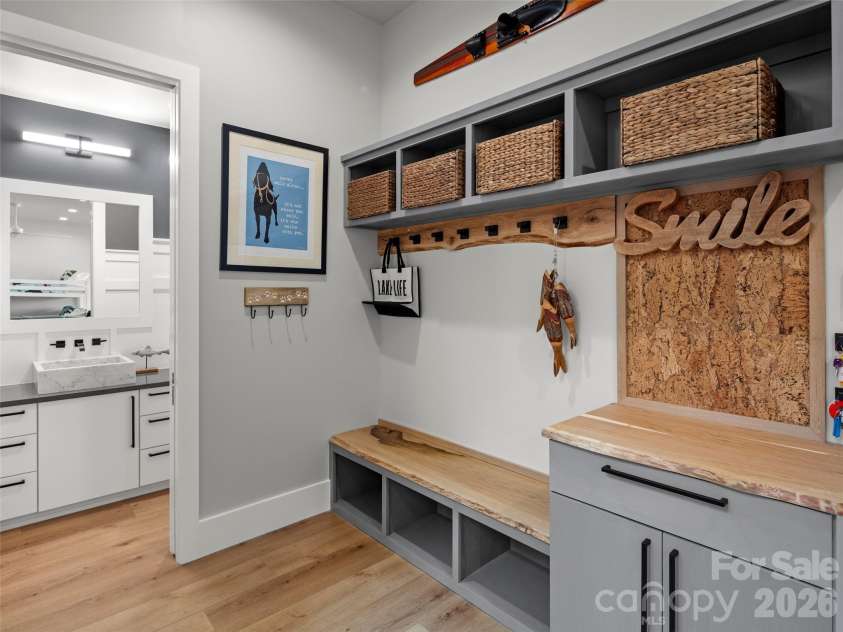 425 Dockside Drive, Nebo, NC 28761.  MLS# CAR4393009, YatesRealty ID 32158. Custom mudroom area.