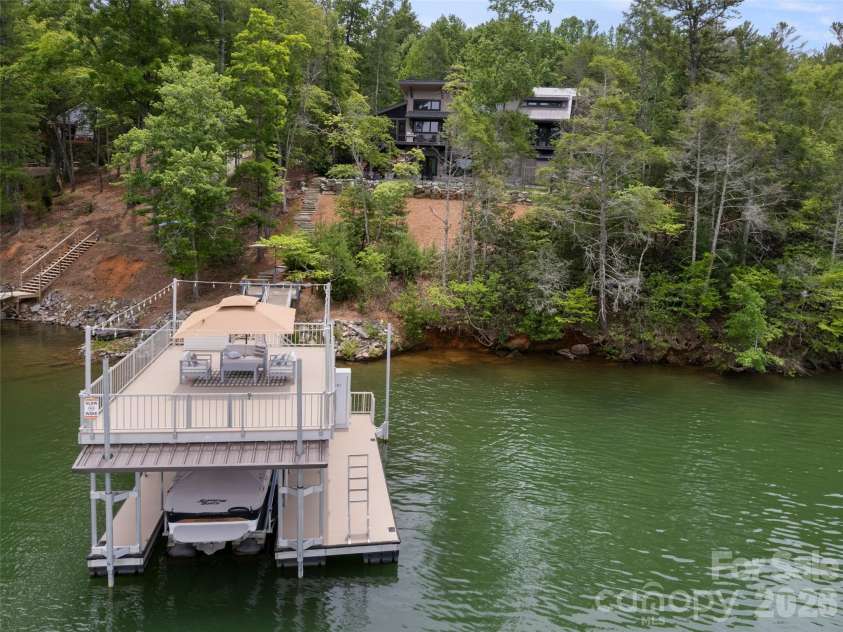 425 Dockside Drive, Nebo, NC 28761.  MLS# CAR4393009, YatesRealty ID 32158. Deep-water, double-deck aluminum dock,approximately 1,000 SF