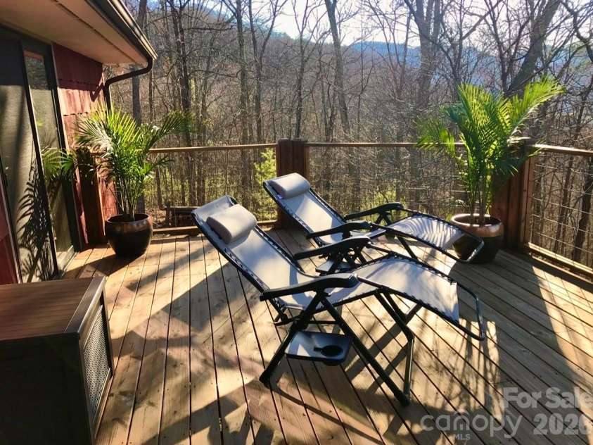 168 Blossom Ridge, Leicester, NC 28748.  MLS# CAR4389201, YatesRealty ID 32199. Back Deck with Views