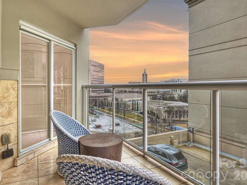 520 Martin Luther King Jr Boulevard, Charlotte, NC 28202.  MLS# CAR4346593, YatesRealty ID 3221. Second balcony with access from both bedrooms and dining area