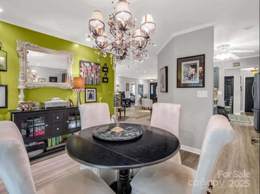 134 Downing Place, Lake Lure, NC 28746.  MLS# CAR4289968, YatesRealty ID 32258. Dining area semi open to KIT & LR