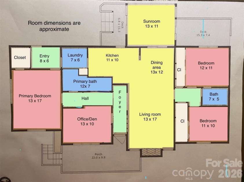 2698 Connestee Trail, Brevard, NC 28712.  MLS# CAR4371714, YatesRealty ID 32300. Floorplan (measurements are approximate)