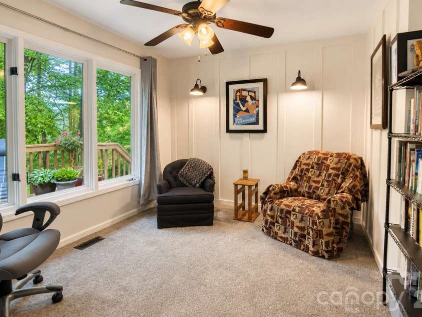 2698 Connestee Trail, Brevard, NC 28712.  MLS# CAR4371714, YatesRealty ID 32300. Office overlooking the front deck